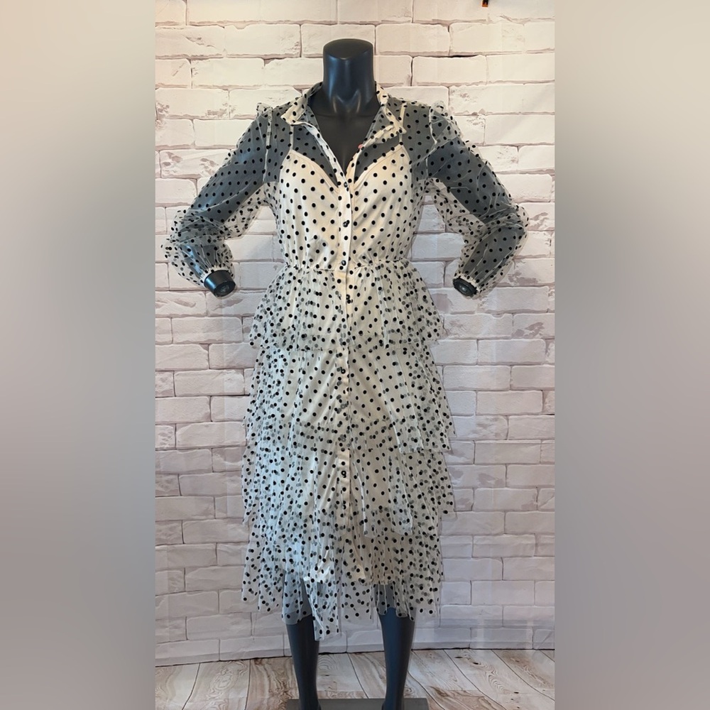 Chic Long Sleeve Polka Dot Dress